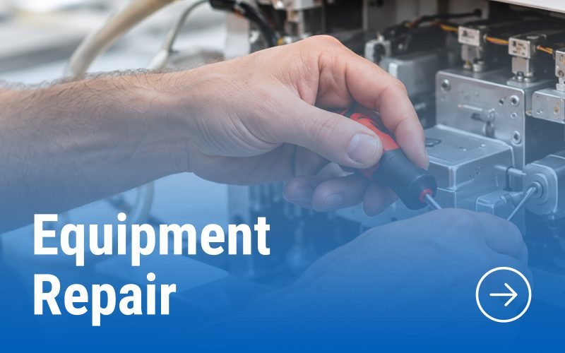 Dental equipment technician performing maintenance and repairs on equipment components.